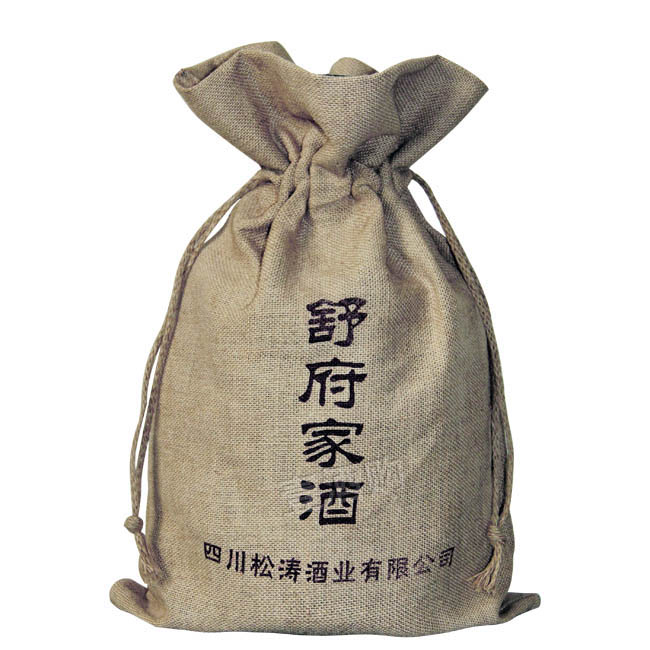 舒府家酒抽绳麻布袋