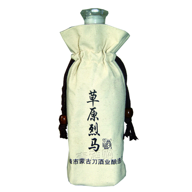 草原烈马酒抽绳束口棉布袋
